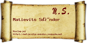 Matievits Sándor névjegykártya